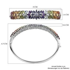Mehrfarbiger Edelstein Armreif, Ca. 19 Cm 925 Silber Platiniert Ca. 12.34 Ct -Schmuck Shoplc 7551354 5