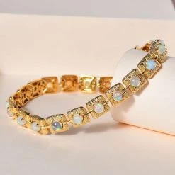Natürlicher, äthiopischer Welo Opal Armband Ca. 20 Cm 925 Silber Gelbgold Vermeil Ca. 4.29 Ct -Schmuck Shoplc 7551478 1