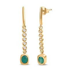 Grandidierit, Weißer Zirkon Ohrringe, 925 Silber Vergoldet Ca. 0.89 Ct