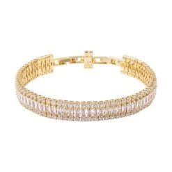 Weißes Zirkonia Armband, Ca. 16.5 Cm Reines Messing Ca. 8.00 Ct