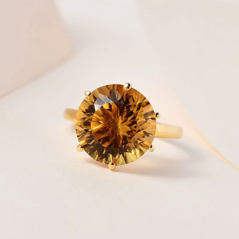 120 Facetten Citrin Ring, 925 Silber Gelbgold Vermeil (Größe 17.00) Ca. 6.36 Ct 4 120 Facetten Citrin Ring, 925 Silber Gelbgold Vermeil (Größe 17.00) Ca. 6.36 Ct – Bild 2