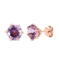 Rose De France Amethyst Ohrringe, 925 Silber Roségold Vermeil Ca. 3.99 Ct -Schmuck Shoplc 7552740 3