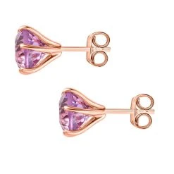 Rose De France Amethyst Ohrringe, 925 Silber Roségold Vermeil Ca. 3.99 Ct -Schmuck Shoplc 7552740 4