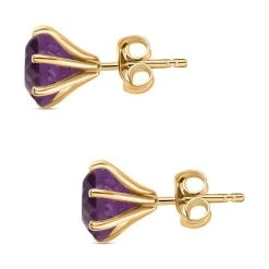 120 Facetten Lusaka Amethyst Ohrringe, 925 Silber Gelbgold Vermeil Ca. 4.15 Ct -Schmuck Shoplc 7552743 3