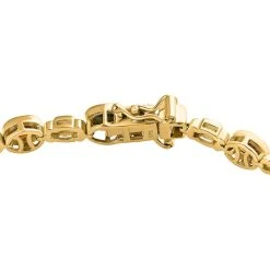 Mehrfach-Turmalin, Weißer Zirkon Armband Ca. 19 Cm 925 Silber Vergoldet Ca. 5.70 Ct -Schmuck Shoplc 7553832 3