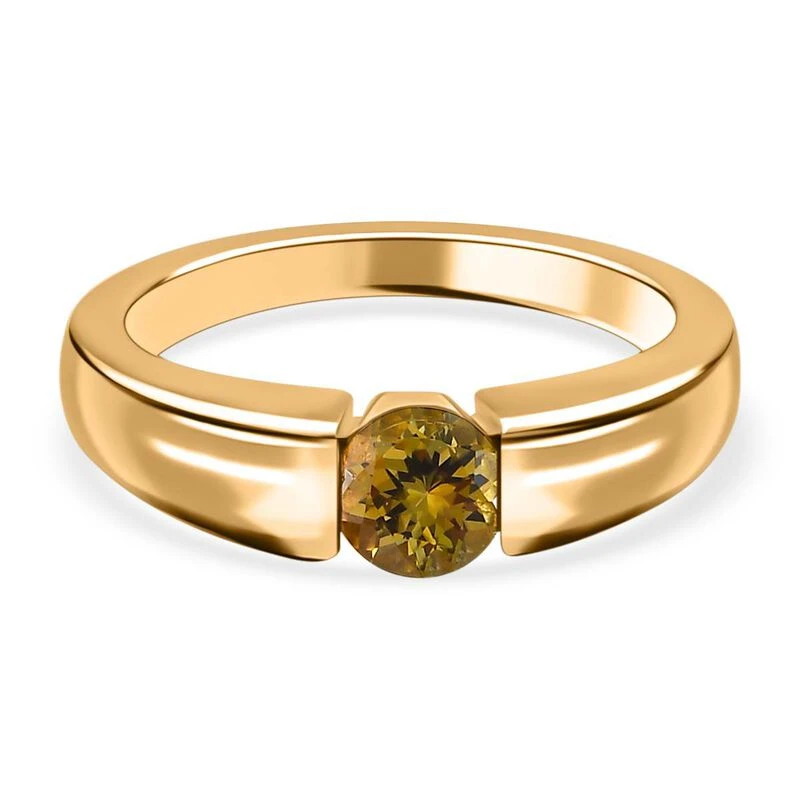 AA Natürlicher Goldener Tansanit Ring, 925 Silber Gelbgold Vermeil (Größe 17.00) Ca. 0.57 Ct 3 AA Natürlicher Goldener Tansanit Ring, 925 Silber Gelbgold Vermeil (Größe 17.00) Ca. 0.57 Ct