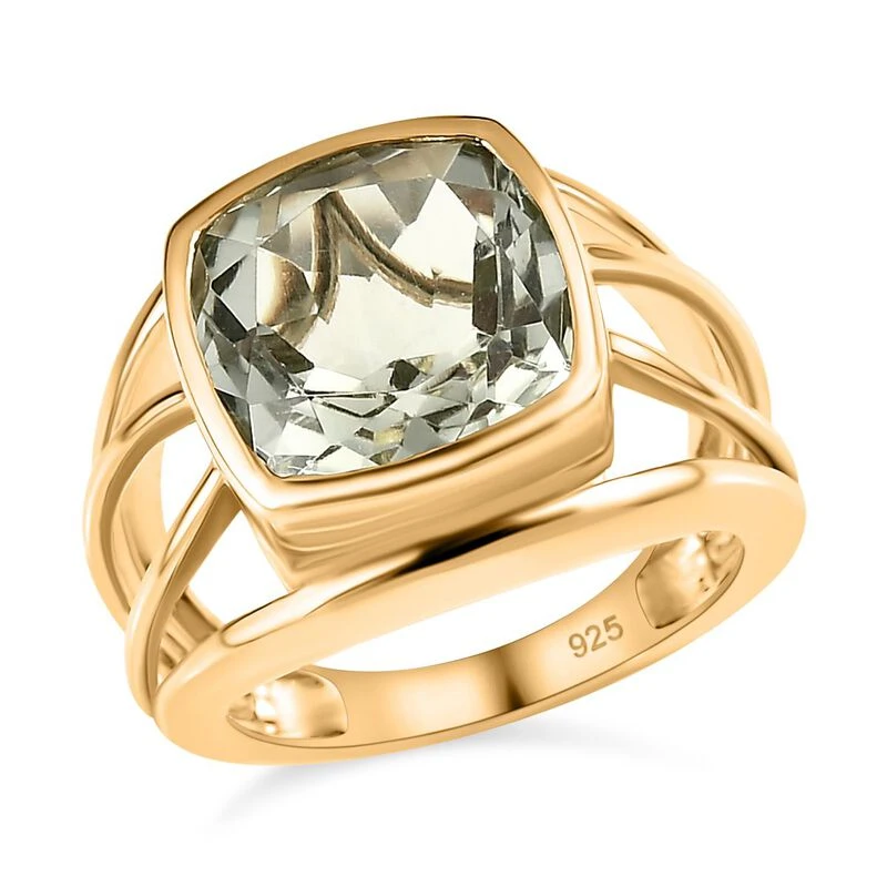 Prasiolite Ring, 925 Silber Gelbgold Vermeil, (Größe 19.00) Ca. 5.09 Ct 6 Prasiolite Ring, 925 Silber Gelbgold Vermeil, (Größe 19.00) Ca. 5.09 Ct – Bild 4
