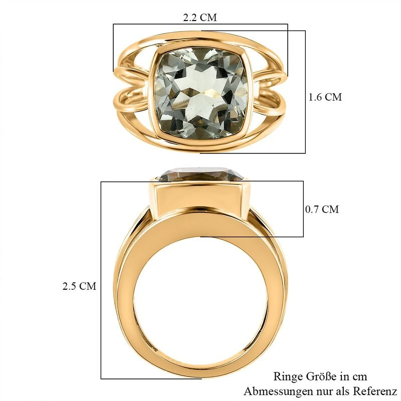 Prasiolite Ring, 925 Silber Gelbgold Vermeil, (Größe 19.00) Ca. 5.09 Ct 9 Prasiolite Ring, 925 Silber Gelbgold Vermeil, (Größe 19.00) Ca. 5.09 Ct – Bild 7