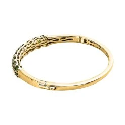 Natürlicher Chromdiopsid, Weißer Zirkon Armreif, Ca. 19 Cm 925 Silber Vergoldet Ca. 4.93 Ct -Schmuck Shoplc 7555630 3