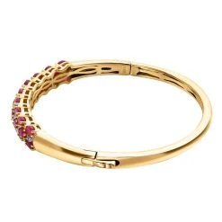 Afrikanischer Rubin (Fissure Gefüllt), Weißer Zirkon Armreif Ca. 18 Cm 925 Silber Vergoldet Ca. 7.60 Ct -Schmuck Shoplc 7555662 3