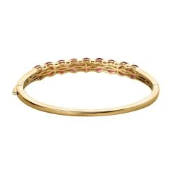 Afrikanischer Rubin (Fissure Gefüllt), Weißer Zirkon Armreif Ca. 18 Cm 925 Silber Vergoldet Ca. 7.60 Ct -Schmuck Shoplc 7555662 4