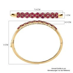 Afrikanischer Rubin (Fissure Gefüllt), Weißer Zirkon Armreif Ca. 18 Cm 925 Silber Vergoldet Ca. 7.60 Ct -Schmuck Shoplc 7555662 5