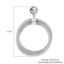 Doppelter Kreisförmiger Ohrringe Mit Weißem Kristall, Silberfarben -Schmuck Shoplc 7557150 4