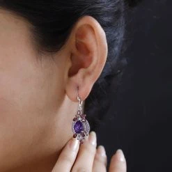 AA Afrikanischer Amethyst, Rhodolith Granat Ohrringe 925 Silber Platiniert Ca. 8.22 Ct -Schmuck Shoplc 7557903 2