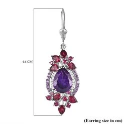 AA Afrikanischer Amethyst, Rhodolith Granat Ohrringe 925 Silber Platiniert Ca. 8.22 Ct -Schmuck Shoplc 7557903 4
