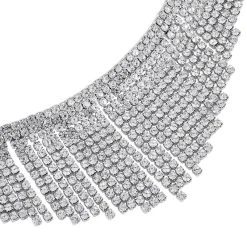 Kristall-Quaste Wasserfall-Design Halskette, Ca. 40.5 Cm, Silberfarben -Schmuck Shoplc 7558249 2