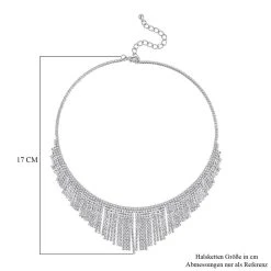 Kristall-Quaste Wasserfall-Design Halskette, Ca. 40.5 Cm, Silberfarben -Schmuck Shoplc 7558249 4