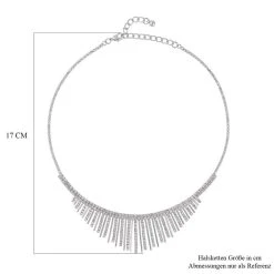 Weißer Kristall Halskette, Ca. 40.5 Cm, Silberfarben -Schmuck Shoplc 7558257 4