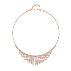 Weißer Kristall Halskette, Ca. 40.5 Cm, Roséfarben