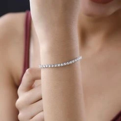 Weißer Diamant P3 Armband Ca. 20 Cm 925 Silber Platiniert Ca. 0.25 Ct -Schmuck Shoplc 7558352 2