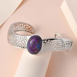 Lila Türkis Designer Armreif Ca. 19 Cm, Platiniert Ca. 14.88 Ct -Schmuck Shoplc 7558466 1