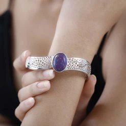 Lila Türkis Designer Armreif Ca. 19 Cm, Platiniert Ca. 14.88 Ct -Schmuck Shoplc 7558466 2