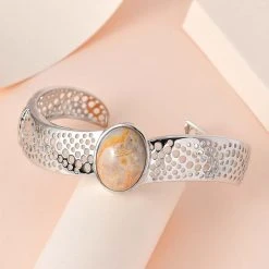 Spitze-Achat Designer Armreif, Ca. 19 Cm, Platiniert Ca. 15.11 Ct -Schmuck Shoplc 7558469 1