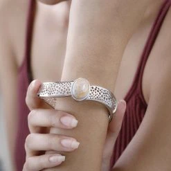 Spitze-Achat Designer Armreif, Ca. 19 Cm, Platiniert Ca. 15.11 Ct -Schmuck Shoplc 7558469 2