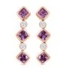 Rose De France Amethyst, Weißer Zirkon Ohrringe, 925 Silber Rosévergoldet Ca. 2.12 Ct -Schmuck Shoplc 7558489