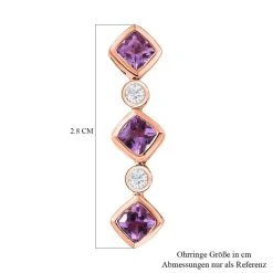 Rose De France Amethyst, Weißer Zirkon Ohrringe, 925 Silber Rosévergoldet Ca. 2.12 Ct -Schmuck Shoplc 7558489 5