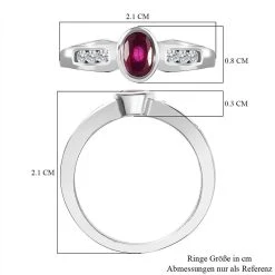 Afrikanischer Rubin (Fissure Gefüllt), Weißer Zirkon Ring, 925 Silber Platiniert (Größe 18.00) Ca. 0.91 Ct -Schmuck Shoplc 7558544 6