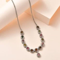 Mehrfach-Turmalin Halskette Ca. 45 Cm 925 Silber Platiniert Ca. 2.13 Ct 9 Mehrfach-Turmalin Halskette Ca. 45 Cm 925 Silber Platiniert Ca. 2.13 Ct -Schmuck Shoplc 7558660 1