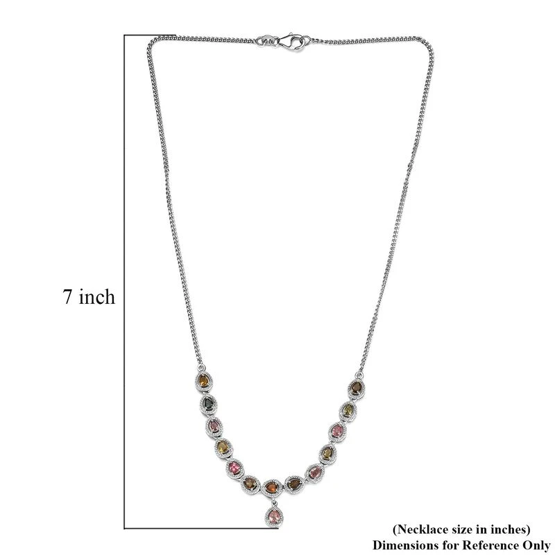Mehrfach-Turmalin Halskette Ca. 45 Cm 925 Silber Platiniert Ca. 2.13 Ct 8 Mehrfach-Turmalin Halskette Ca. 45 Cm 925 Silber Platiniert Ca. 2.13 Ct – Bild 6