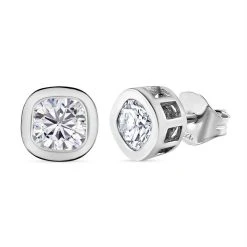 Moissanit Ohrringe, 925 Silber Platiniert Ca. 1.11 Ct