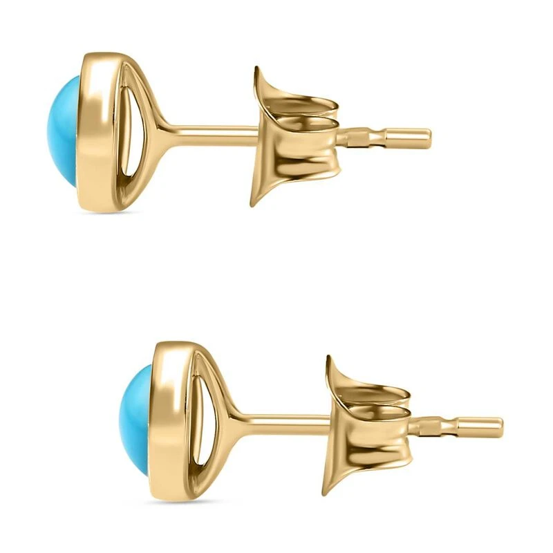 Ameikanischer Natürlicher Sleeping Beauty Türkis, Ohrringe 925 Silber Vergoldet Ca. 0.87 Ct 6 Ameikanischer Natürlicher Sleeping Beauty Türkis, Ohrringe 925 Silber Vergoldet Ca. 0.87 Ct – Bild 4