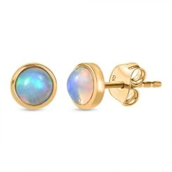 AA Natürlicher, äthiopischer Welo Opal Ohrringe, 925 Silber Vergoldet Ca. 0.59 Ct