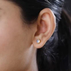 AA Natürlicher, äthiopischer Welo Opal Ohrringe, 925 Silber Vergoldet Ca. 0.59 Ct -Schmuck Shoplc 7558756 2