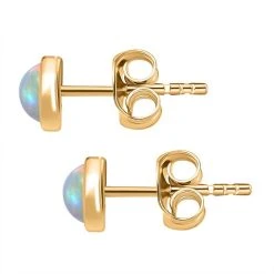 AA Natürlicher, äthiopischer Welo Opal Ohrringe, 925 Silber Vergoldet Ca. 0.59 Ct -Schmuck Shoplc 7558756 3