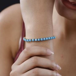 AA Amerikaniches Sleeping Beauty Türkis Armband, Ca. 18 Cm 925 Silber Gelbgold Vermeil Ca. 12.28 Ct -Schmuck Shoplc 7558833 2