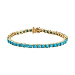 AA Amerikanische Sleeping Beauty Türkis Armband Ca. 20 Cm 925 Silber Gelbgold Vermeil Ca. 13.61 Ct