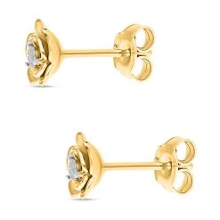 Weißer Diamant Ohrringe 925 Silber Gelbgold Vermeil -Schmuck Shoplc 7559123 3