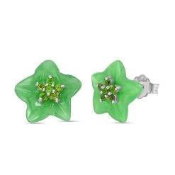 Grüne Jade, Natürlicher Chromdiopsid Ohrringe 925 Silber Rhodiniert Ca. 5.65 Ct