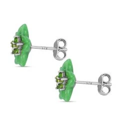 Grüne Jade, Natürlicher Chromdiopsid Ohrringe 925 Silber Rhodiniert Ca. 5.65 Ct -Schmuck Shoplc 7559283 3