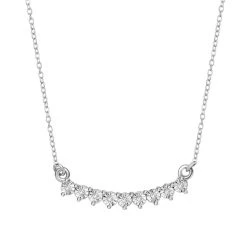 Weißer Diamant Halskette, Ca. 45 Cm, 925 Silber Platiniert Ca. 0.05 Ct