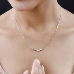 Weißer Diamant Halskette, Ca. 45 Cm, 925 Silber Platiniert Ca. 0.05 Ct -Schmuck Shoplc 7559517 2