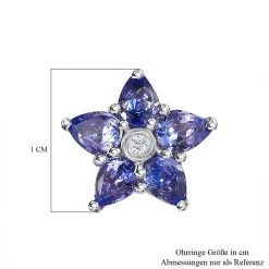 Tansanit, Weißer Zirkon Ohrringe, 925 Silber Platiniert Ca. 1.49 Ct -Schmuck Shoplc 7559920 5
