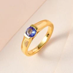 Tansanit Ring, 925 Silber Gelbgold Vermeil (Größe 17.00) Ca. 0.50 Ct -Schmuck Shoplc 7559947 1