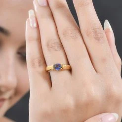 Tansanit Ring, 925 Silber Gelbgold Vermeil (Größe 17.00) Ca. 0.50 Ct -Schmuck Shoplc 7559947 2