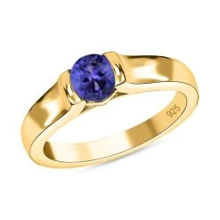 Tansanit Ring, 925 Silber Gelbgold Vermeil (Größe 17.00) Ca. 0.50 Ct -Schmuck Shoplc 7559947 3