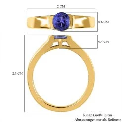 Tansanit Ring, 925 Silber Gelbgold Vermeil (Größe 17.00) Ca. 0.50 Ct -Schmuck Shoplc 7559947 6